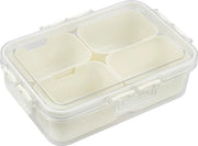 Snackbox con coperchio, box per snack con 4 contenitori, organizzatore per contenitori per pic nic, grande scatola per conservare spezie per snack, piccoli spuntini, biscotti, noci, frutta
