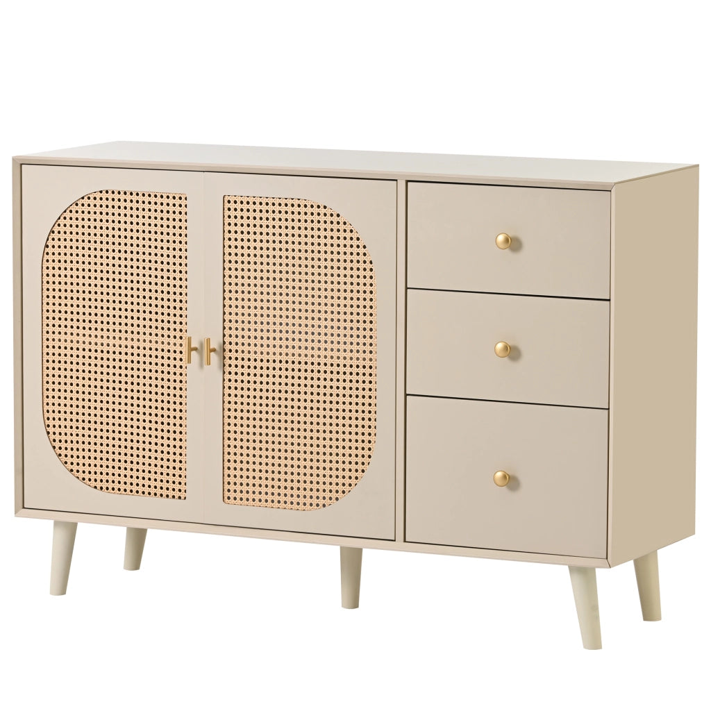 Credenza con 2 ante e 3 cassetti - per soggiorno e sala da pranzo - in truciolare - 120×40×82.5 cm - bianco