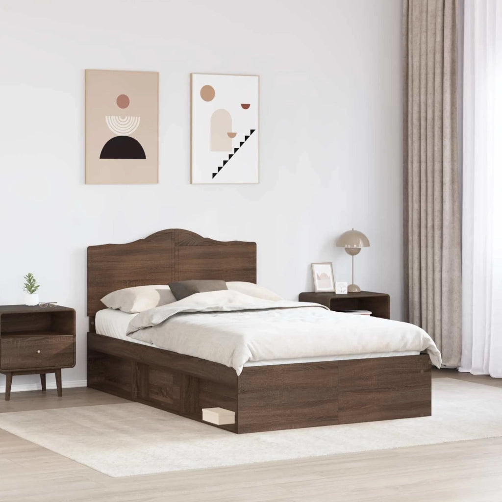 Struttura del letto Rovere Marrone 120 x 200 cm Pino massello