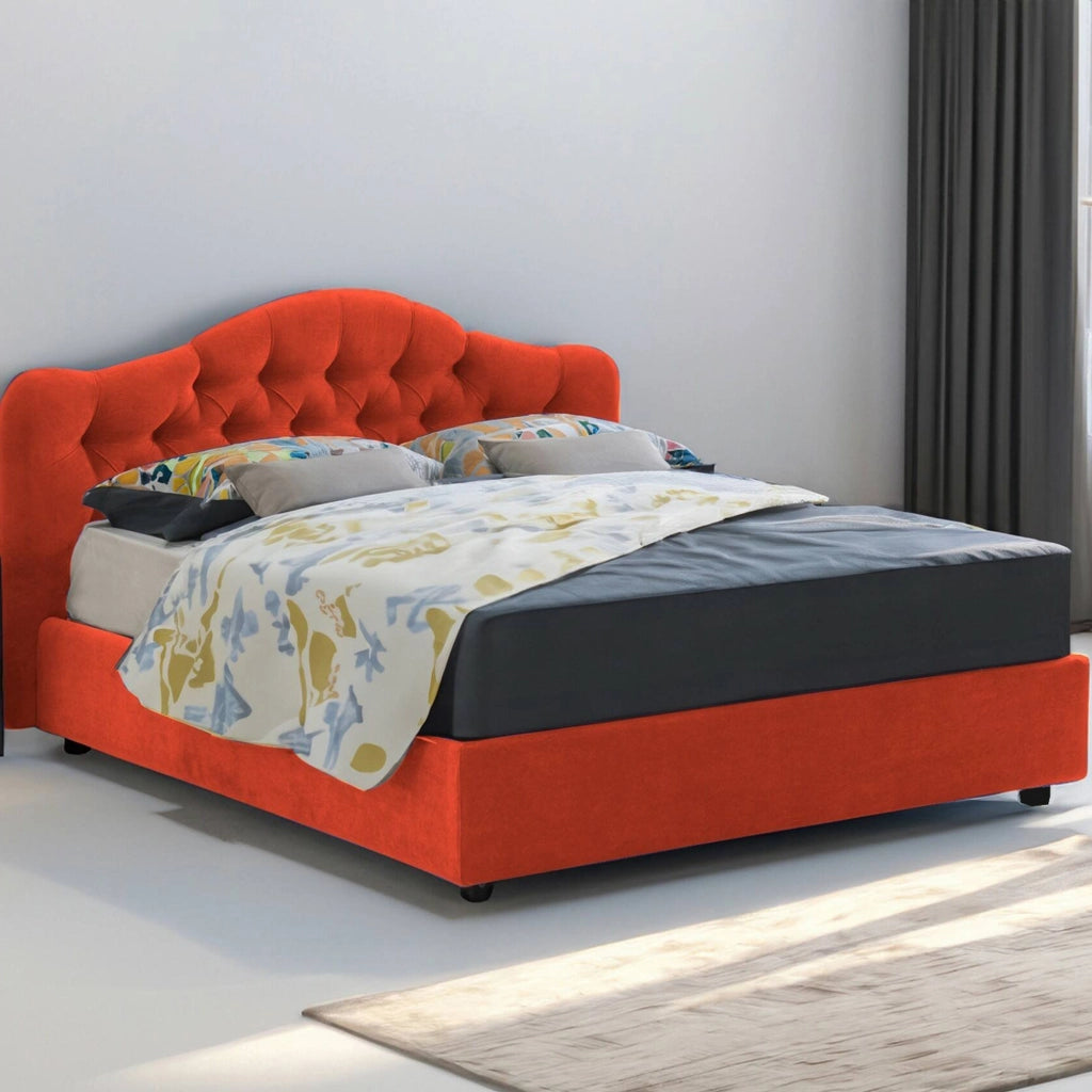 Letto Matrimoniale Aly, Letto Matrimoniale Sfoderabile Made in Italy, Arancione