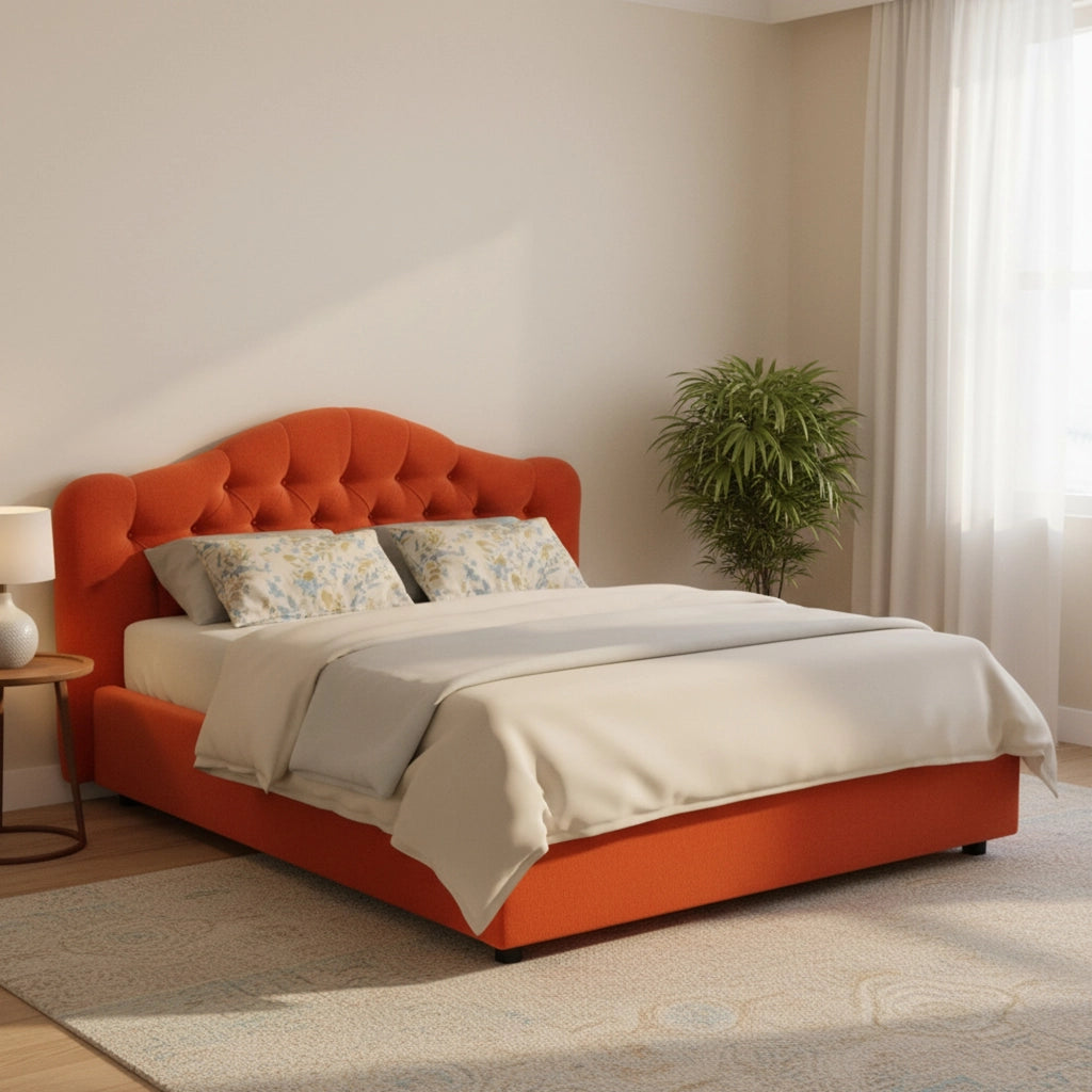 Letto Matrimoniale Aly, Letto Matrimoniale Sfoderabile Made in Italy, Arancione