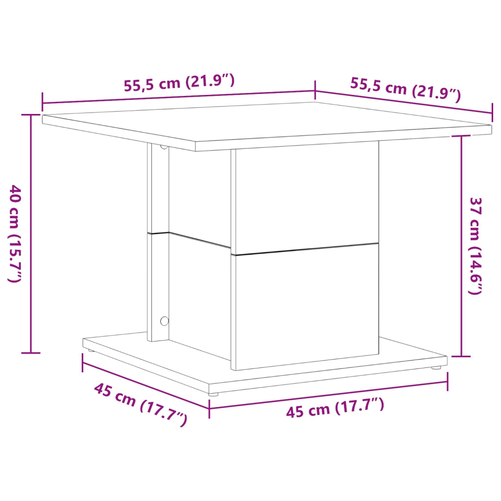 Tavolino da caffÃ¨ Rovere nero 55,5x55,5x40 cm Legno ingegnerizzato