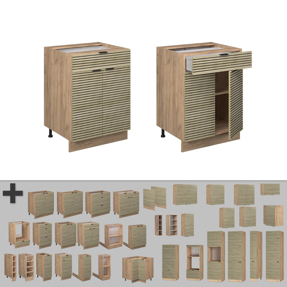 Vicco Basi  Pannello in quercia 60 cm con cassetto, senza piano di lavoro