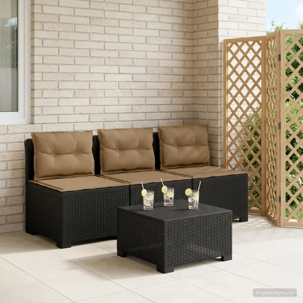 Divano da esterno-Divano da Giardino 3 posti con cuscini in look rattan PP 982421