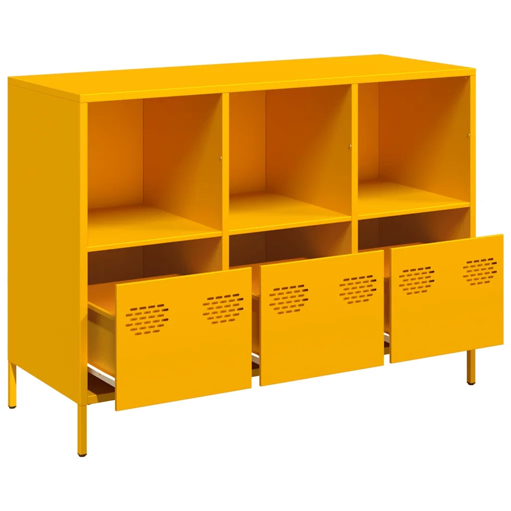 Credenza Giallo Senape 101,5x39x73,5 cm Acciaio Laminato Freddo