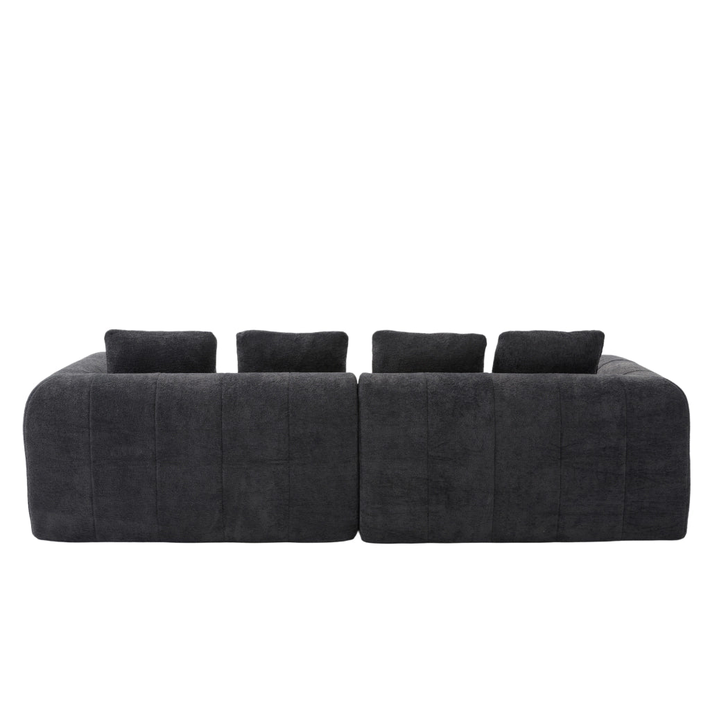 Divano Angolare Modulare 2 Posti ¨C Xylo ¨C Velluto Grigio Scuro, Braccioli, 260x94x80