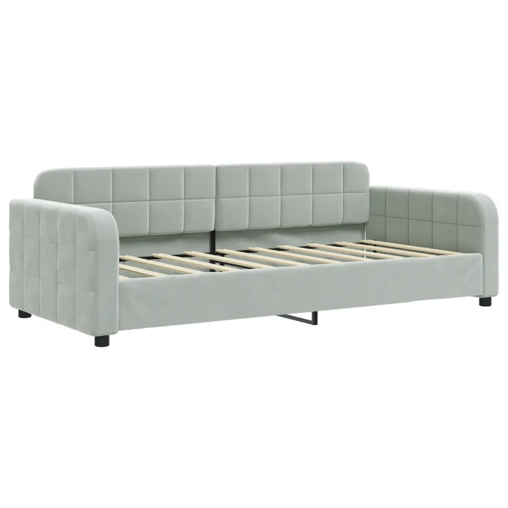 Divano Letto Estraibile Cassetti Grigio Chiaro 90x190cm Velluto 3197014