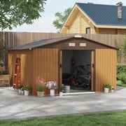 CASETTA da giardino 340x386x200 cm in acciaio gialla con 2 porte scorrevoli