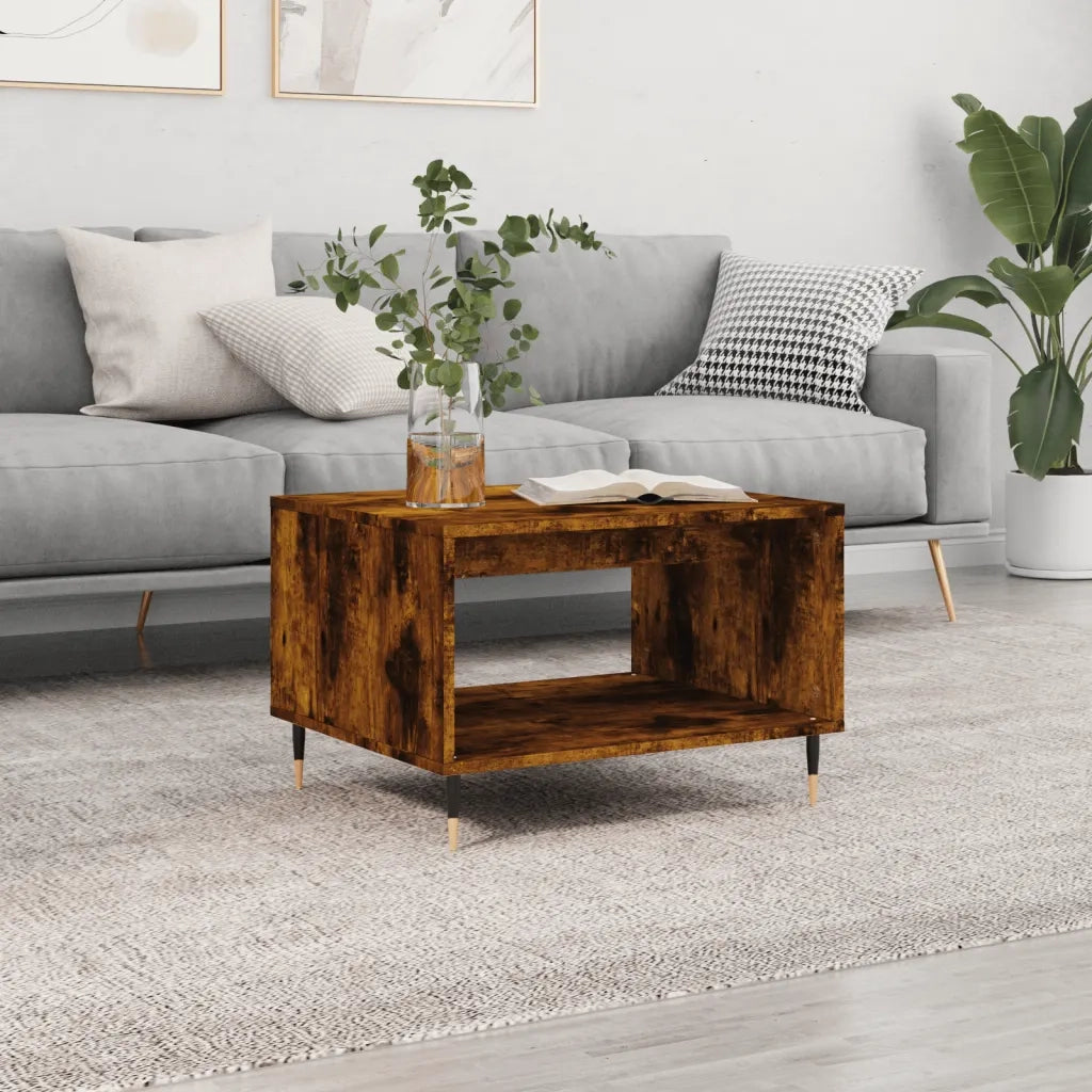 Tavolino da Salotto Rovere Fumo 60x50x40 cm Legno Multistrato 829249