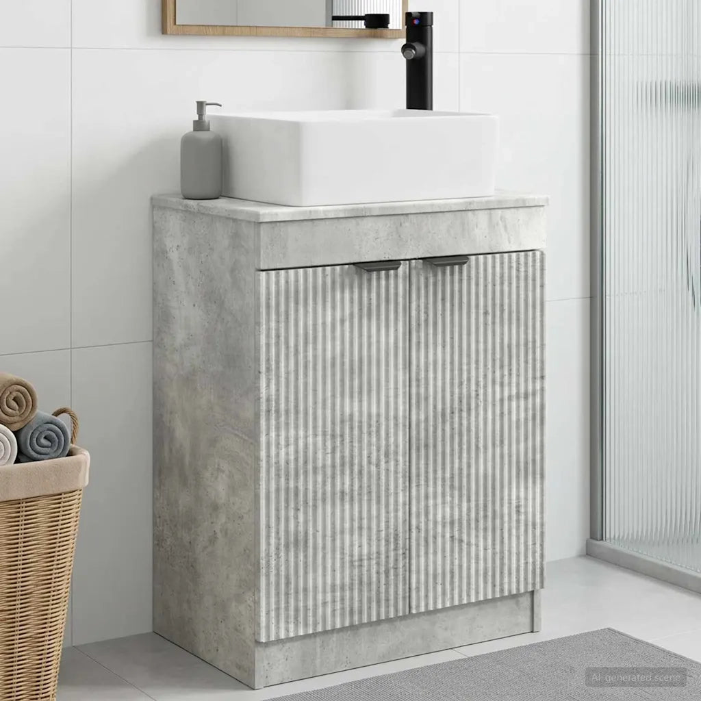 Mobile da bagno con Lavabo | Armadio Lavabo Grigio Cemento 54 x 35 x 83 cm