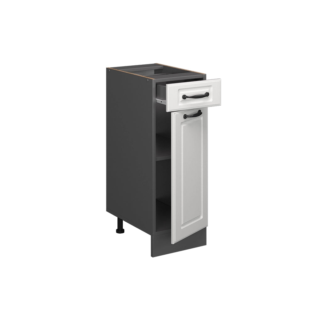 Mobiletto base per cucina R-Line Bianco rustico/Antracite 30 cm PL Marmo Vicco