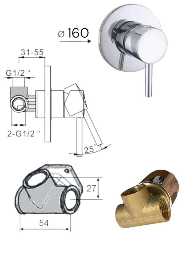 Kit per wc in ottone con miscelatore