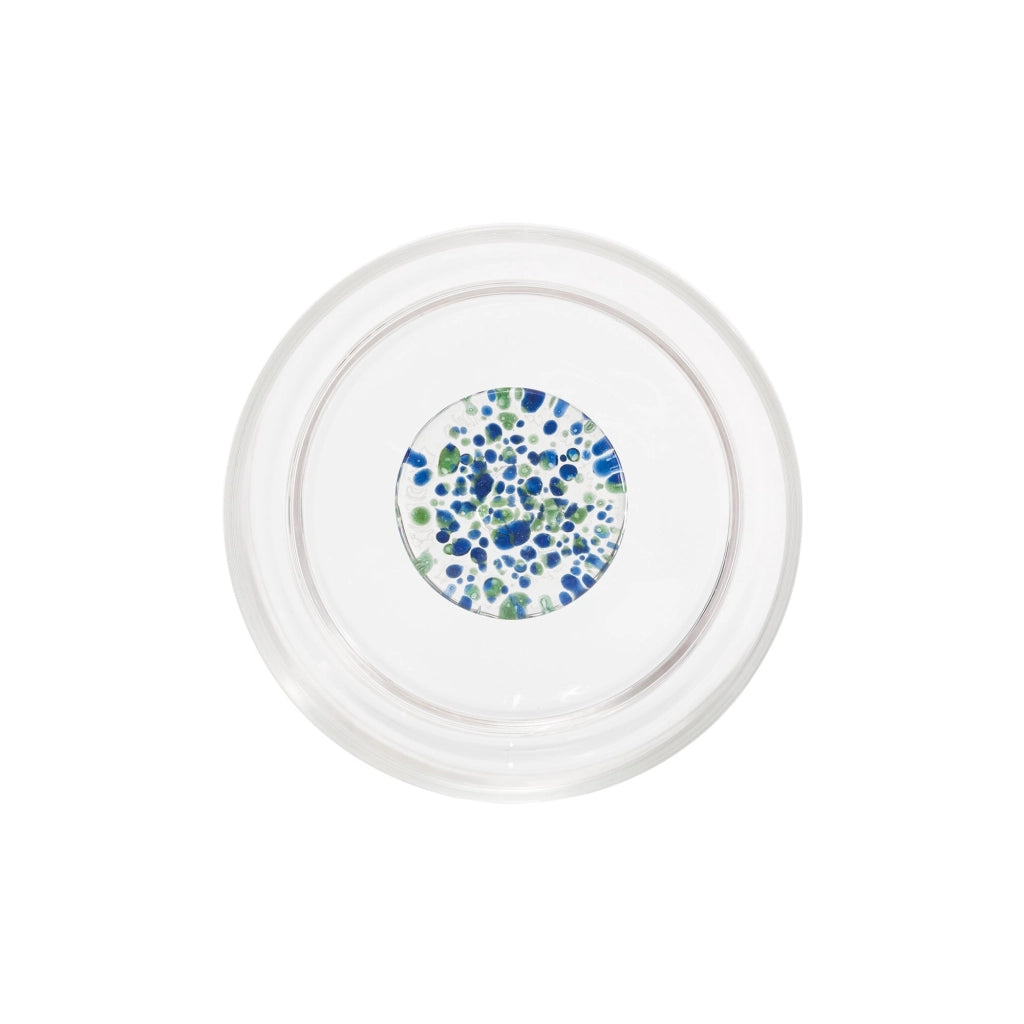 Teca Terrazzo Set 6 Tumbler in Vetro Borosilicato Doppia Parete Blu-Verde Design Artigianale con Decorazioni Astratte Interne Integrata