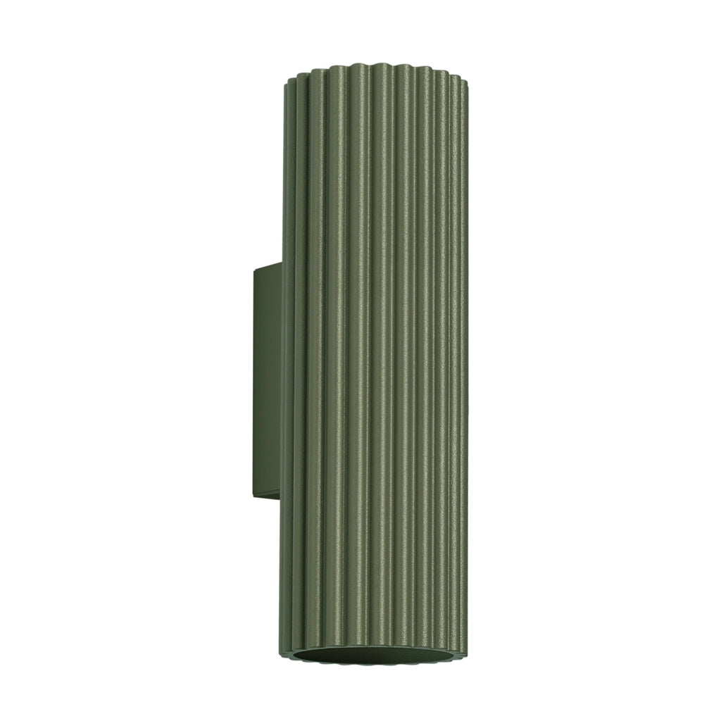 Applique GRAVIO verde oliva tubo rigato 20cm 2xGU10