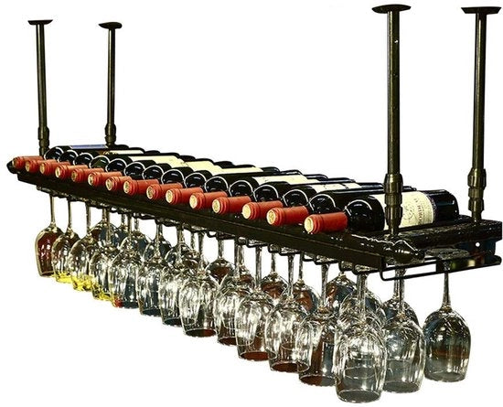 Wijnrek appeso - stile moderno - adatto per bar e cucina - 1 pezzo - ferro - 120 cm