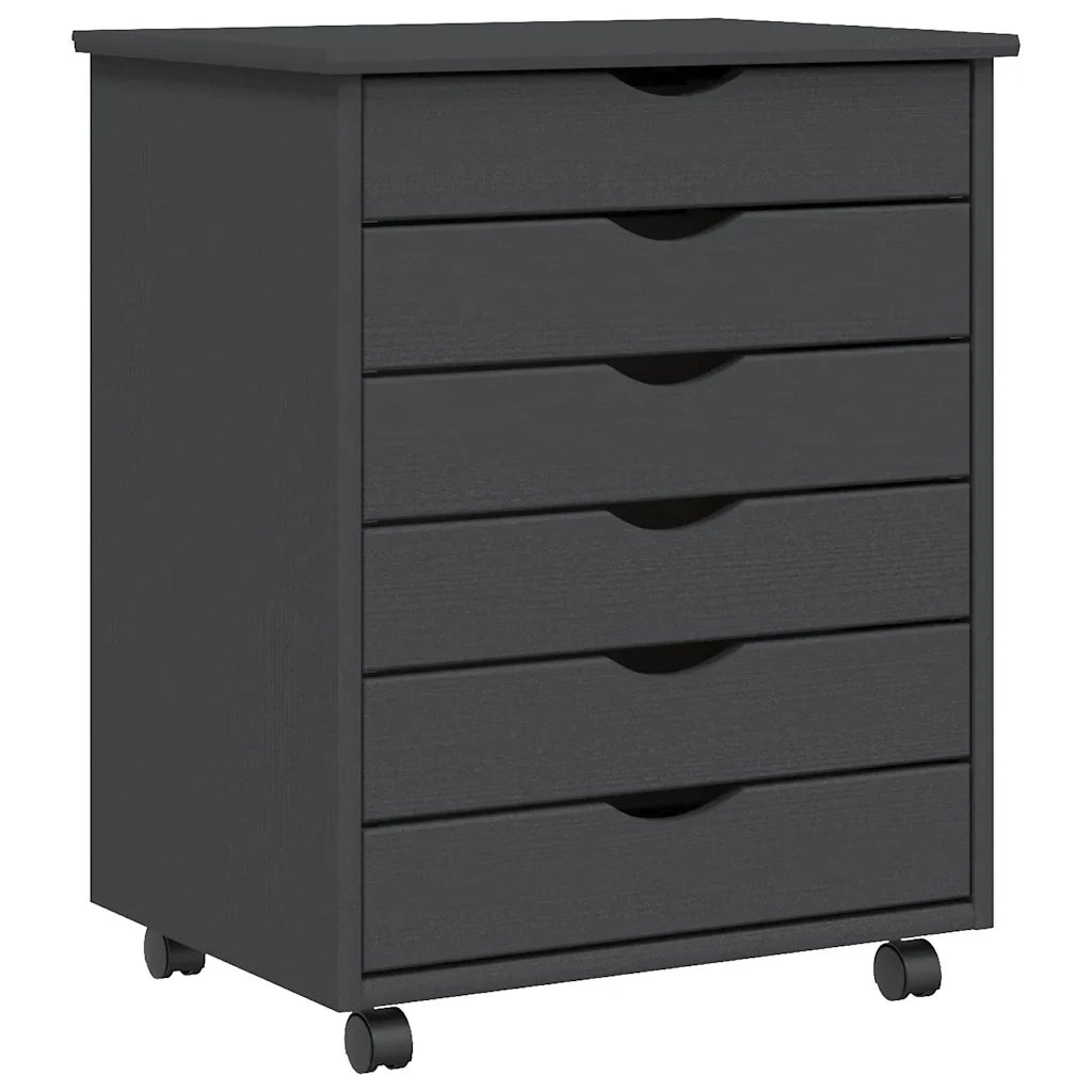Armadio su ruote con cassetti ampio spazio contenitivo 53 x 39 x 65,5 cm legno di pino grigio 02_0047161