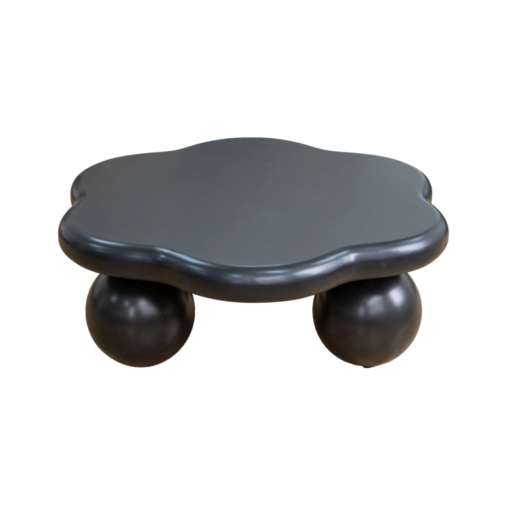 Tavolino da caffè a forma di nuvola ?80x35 cm; design arrotondato in MDF nero