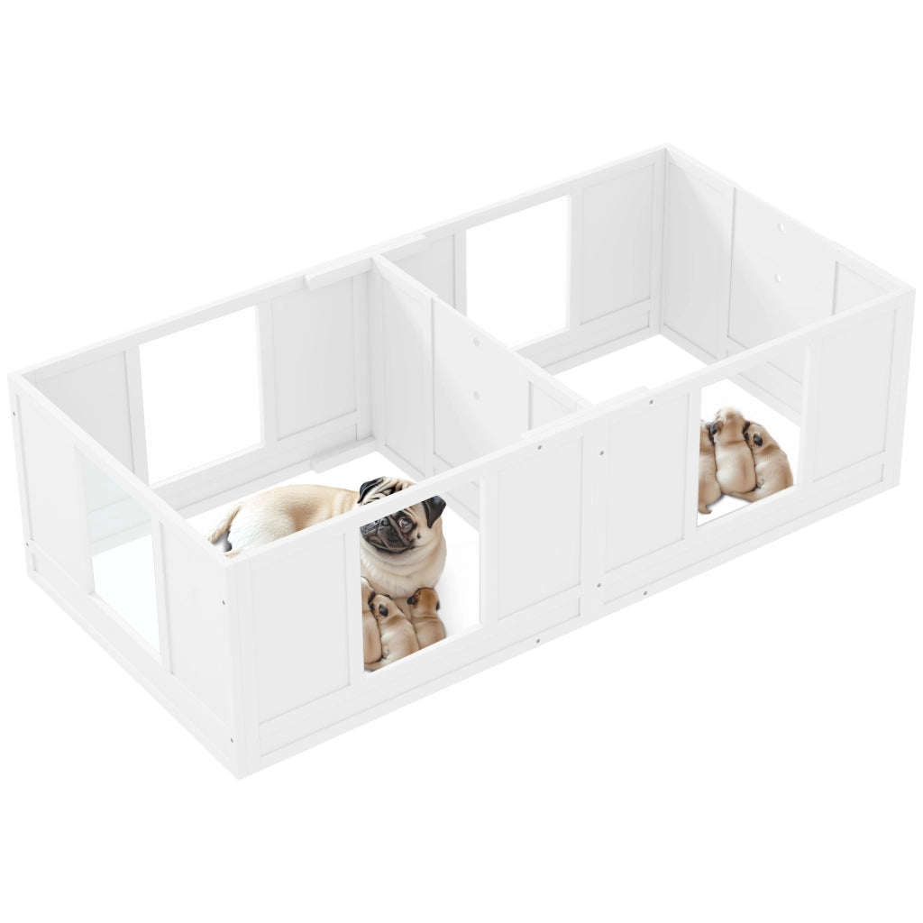 Cuccia per Cani 2 Stanze con Pannelli Trasparenti ¨C Zephmum ¨C Grigio 100x80x60 cm