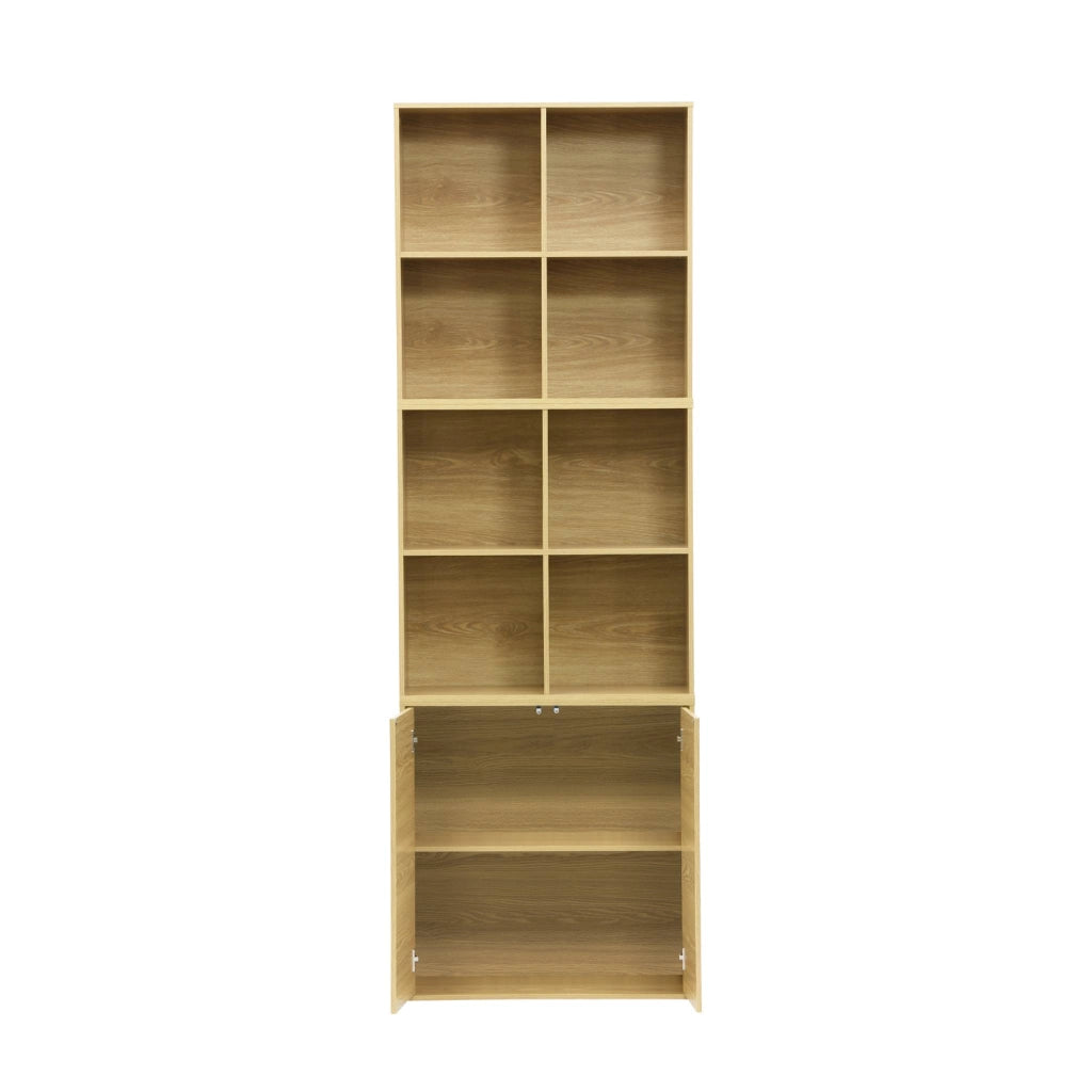 Libreria modulare in legno 3 elementi, 2 ante 8 vani, quercia