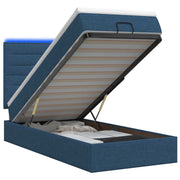 Letto Ottomano con Materasso e LED Blu 80 x 200 cm Tessuto 3457950