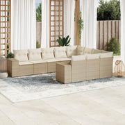 Set Divano da Giardino 10 pz con Cuscini Beige in Polyrattan 3223087