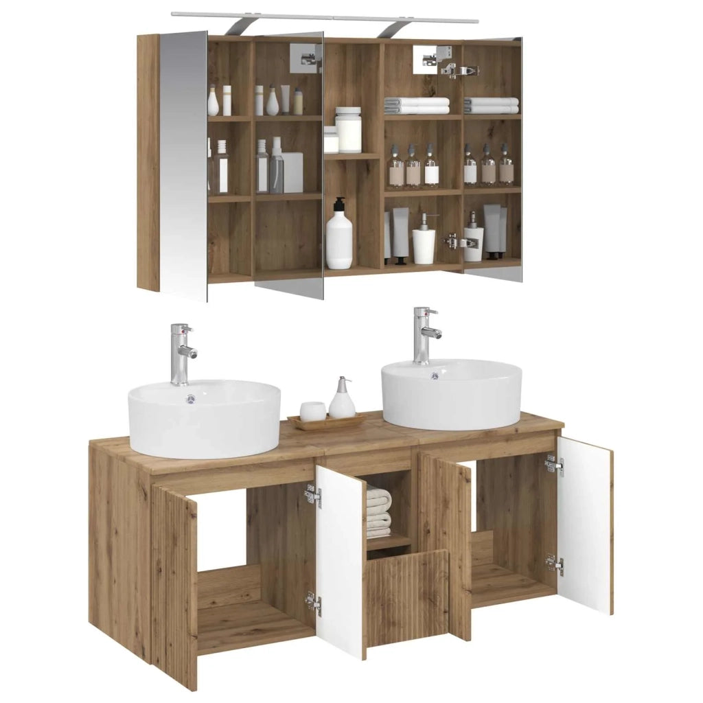 Set di Armadi da Bagno 4 pcs Rovere Artigianale 3406462
