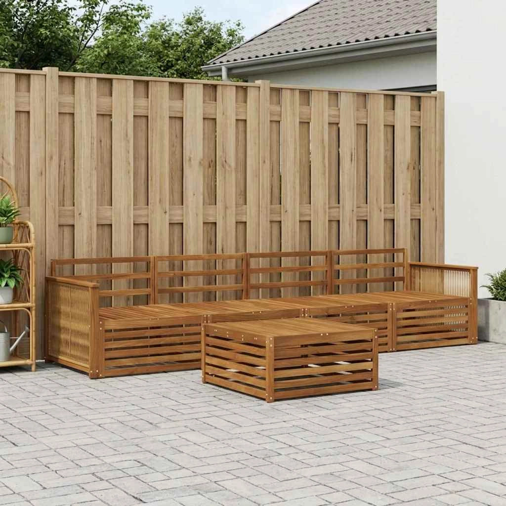 Set di divani da esterno 5 pz Naturale Legno di Acacia Massello 3382997