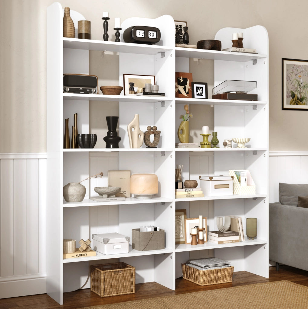 Libreria aperta a 5 ripiani 160x135x25 cm in pannello truciolare bianco
