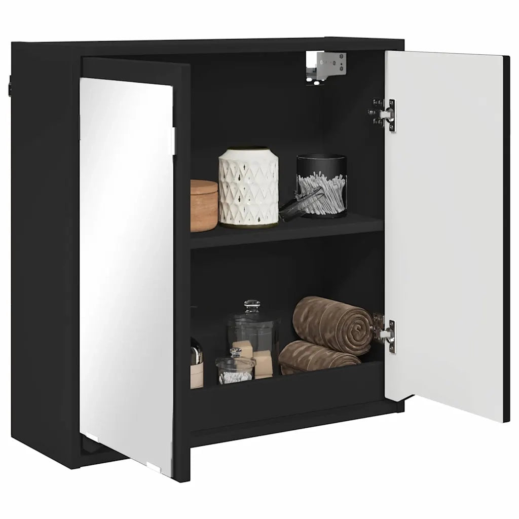 Mobiletto per specchio da bagno con porta Nero 60 x 20 x 60 cm
