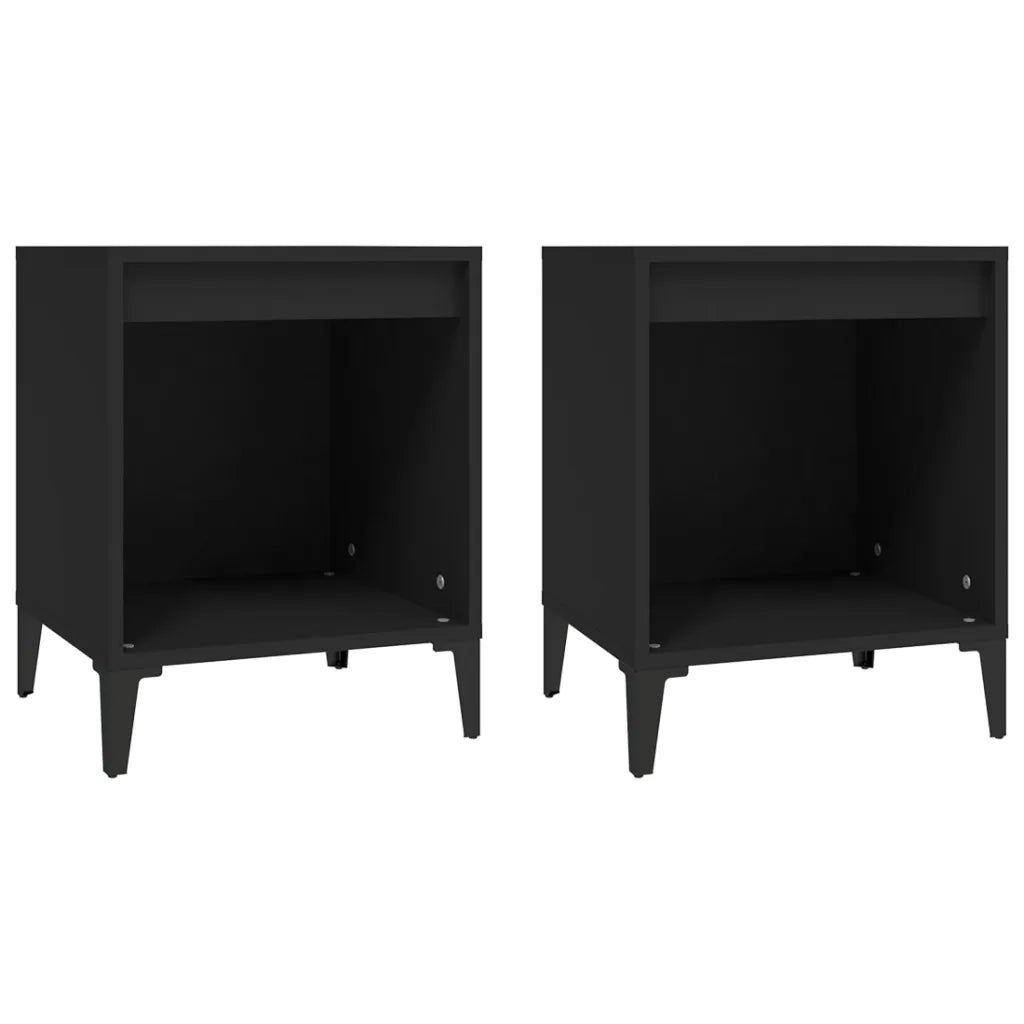 Set di 2 Comodini | Armadio da Notte | Mobiletto da notte Nero 40x35x50 cm