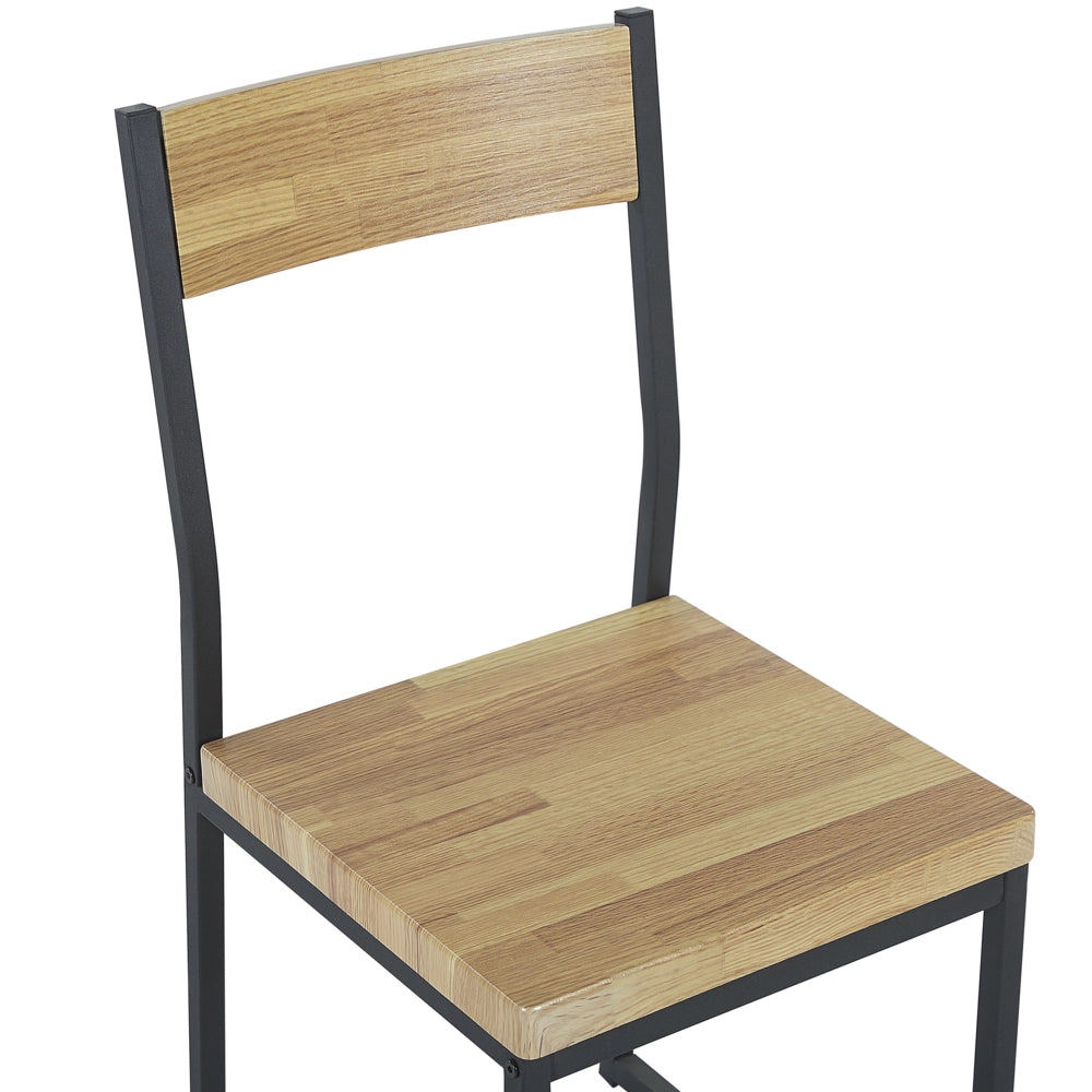 Set da pranzo Piano in legno chiaro Struttura in acciaio Nero Tavolo rettangolare 110 x 70 cm 4 posti con 2 sedie e panca