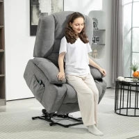 Poltrona Sollevabile Relax Elettrica, Funzione Massaggio e Calore, Inclinazione Regolabile, Poggi Piedi, Telecomandi, Grigio
