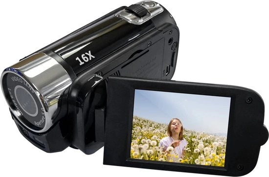 camera per vlog - risoluzione 1080 HD - schermo da 2,7 pollici con 16x zoom - con stabilizzatore di immagine fino a 10s