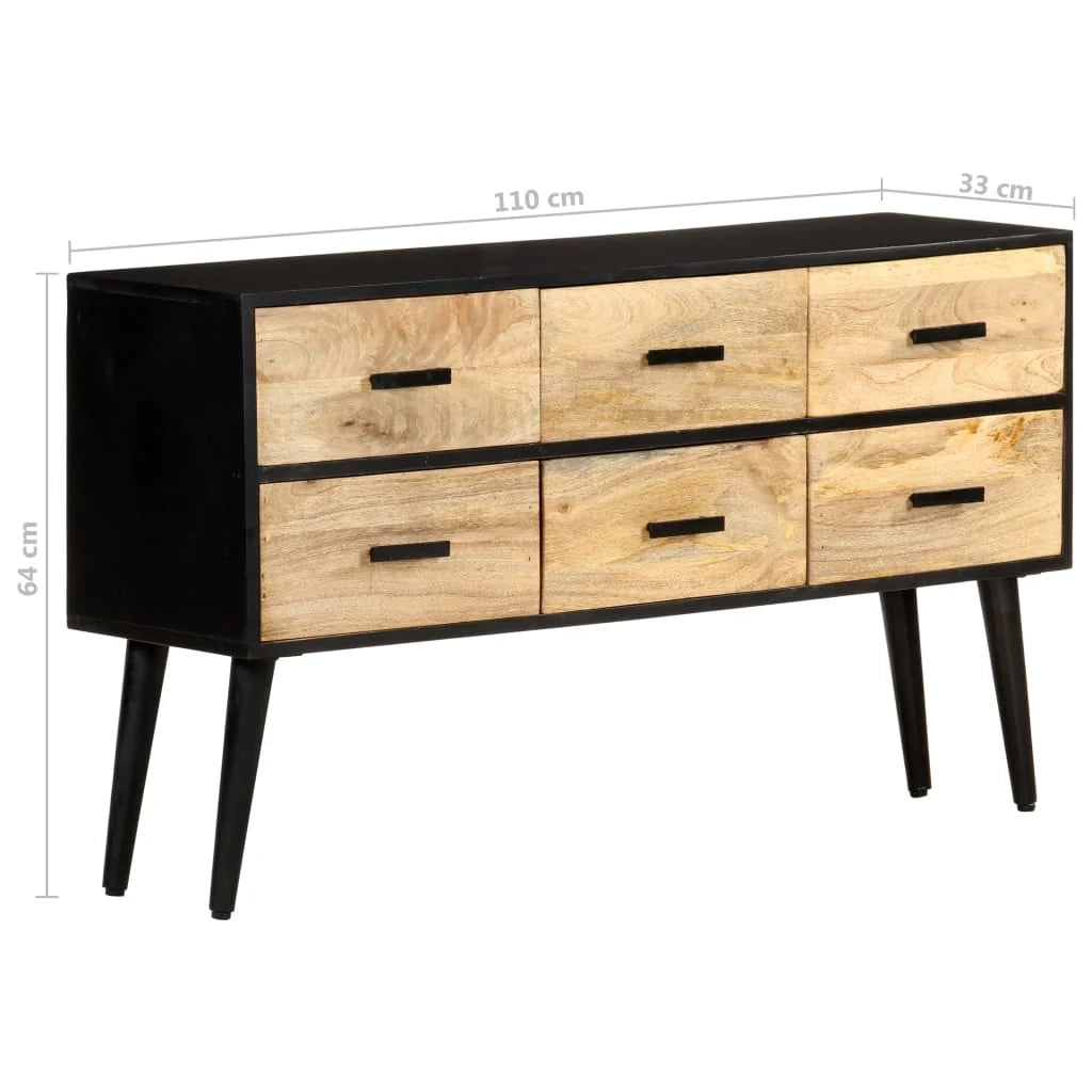 Buffet credenza cassettiera armadio mobile contenitore organizer per cucina soggiorno salotto 110 x 33 x 64 cm legno massello di mango marrone 02_0029514