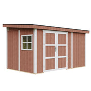Casetta da giardino di qualit?  PREMIUM 8,68 m?² - H231x248x412 cm - Senza pavimento e parete laterale - Timbela M939B-REDWOOD RED