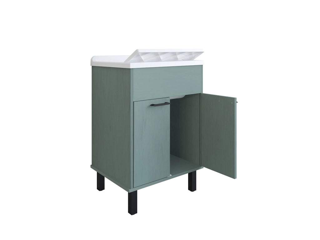 Mobile Lavatoio Smeraldo 60x50x85 cm con Vasca in PP Struttura in PVC Verde Scuro