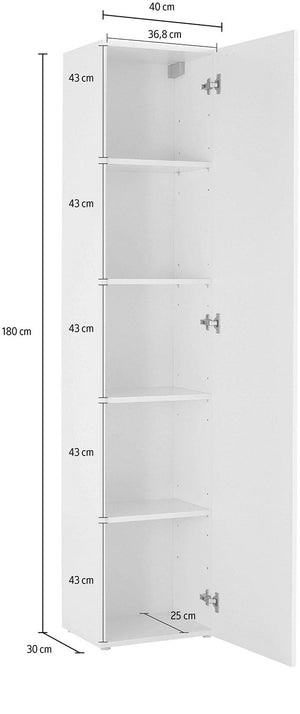Armadio 1 Anta 40x30x180 cm Maruska Bianco Lucido