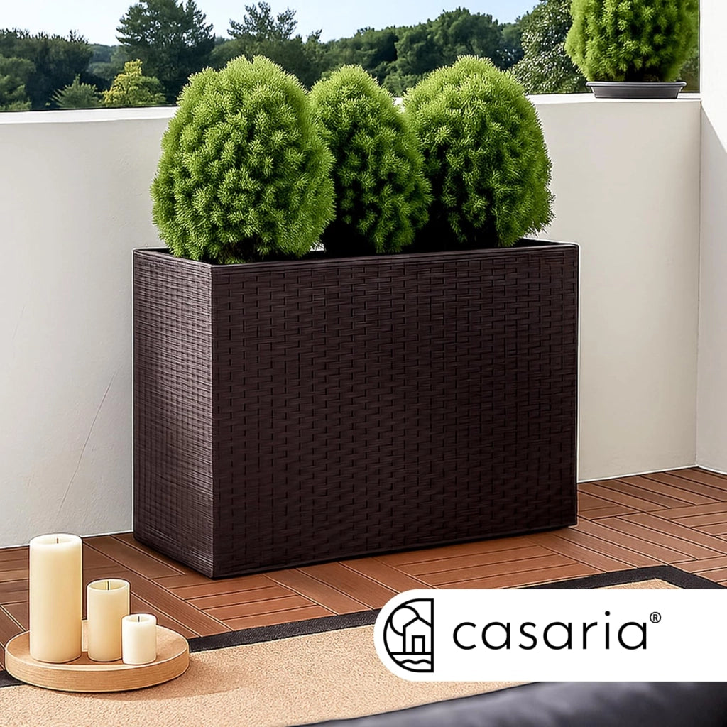 ® Fioriera 3 Vasi 83 x 30,5 x 60 cm Polyrattan Portafiori Giardino Esterno Interno Drenaggio Acqua Arredo Giardinaggio