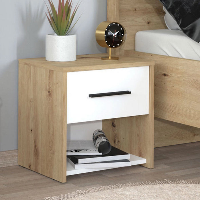 Secli, Comodino un Cassetto, 42x33x42h cm Marrone Rovere Nodi