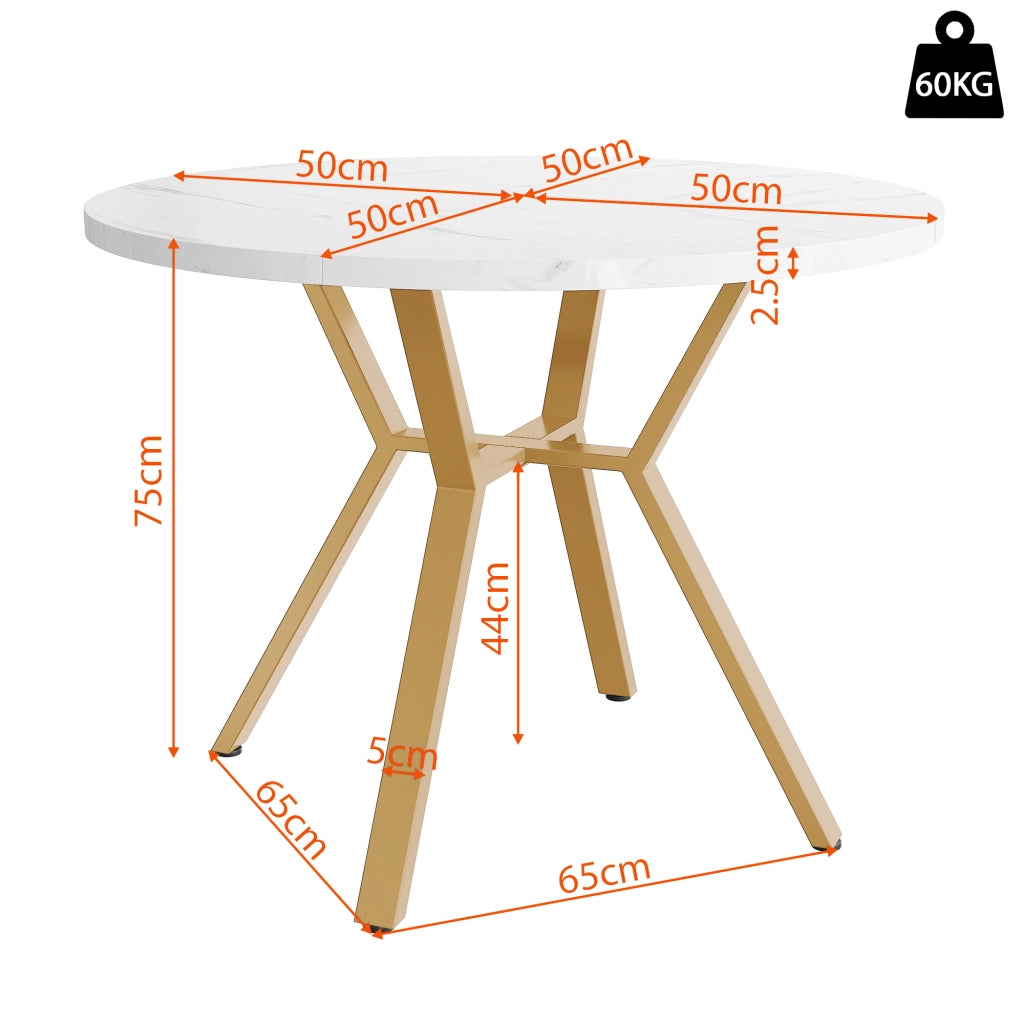 Tavolo da pranzo rotondo con 4 sedie set da 5 pezzi in MDF e acciaio effetto marmo con sedute in velluto grigio