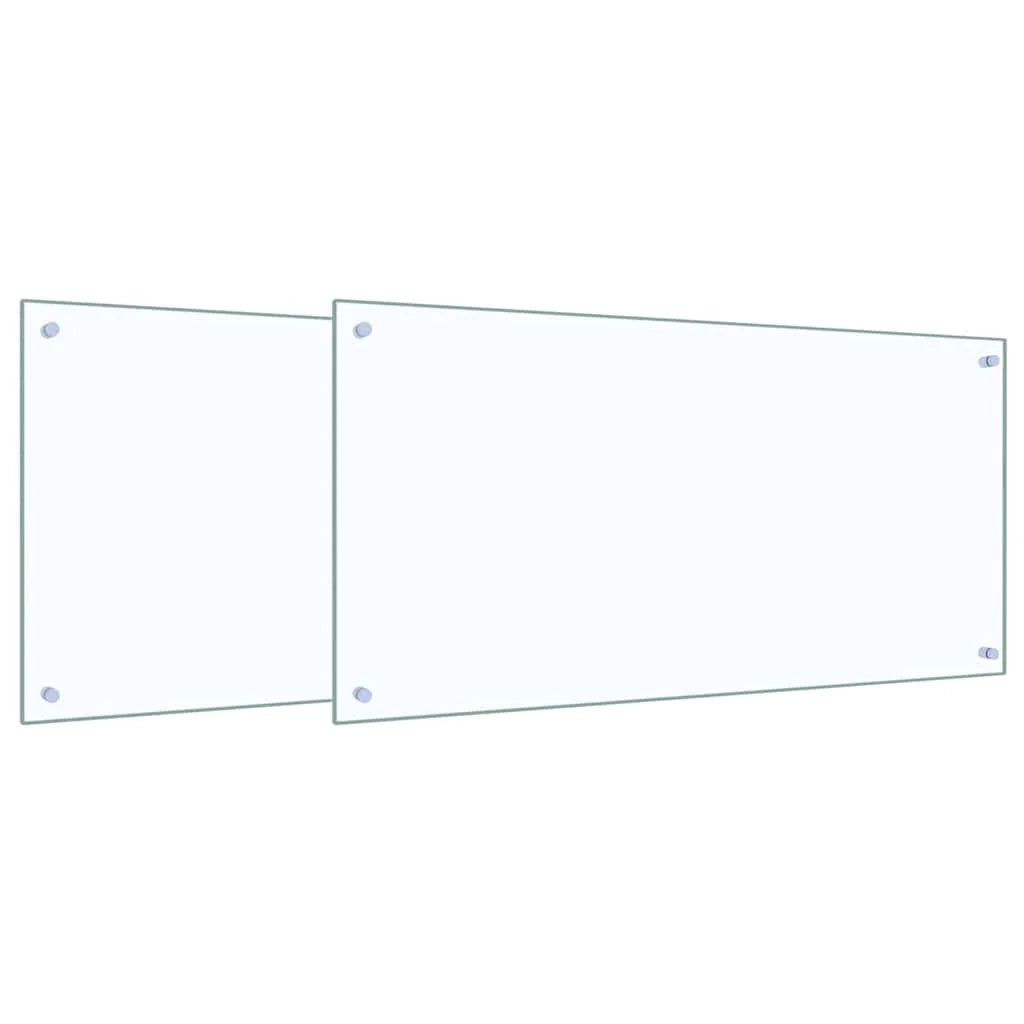 Set di 2 paraschizzi moderni per cucina 100 x 50 cm resistenti al calore design elegante realizzati in vetro temperato trasparente 02_0056227