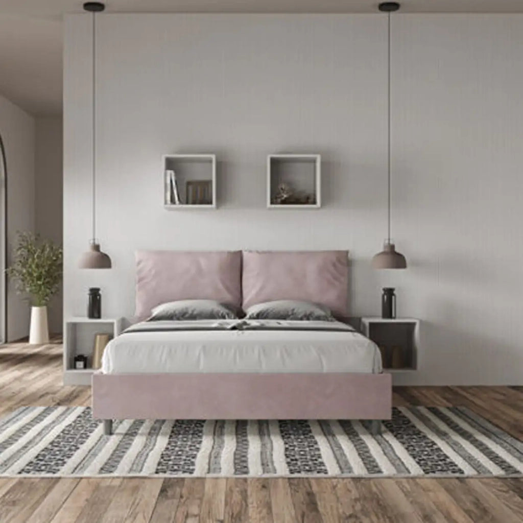 Letto matrimoniale contenitore imbottito 160x200 microfibra glicine Antea