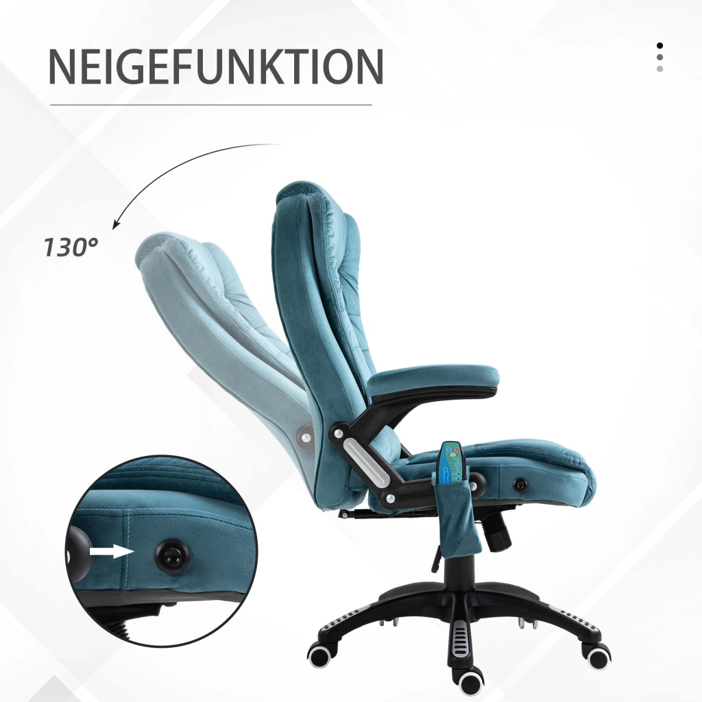 SEDIA Ufficio con funzione massaggio e riscaldamento, 68x72x110-120 cm, Blu