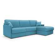 Evans Divano letto angolare con penisola in morbido tessuto impermeabile T13 272 cm Destro (mat. 160x197)  azzurro