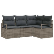 Set di divani 4 pz | Set Salotto da Giardino Grigio polyrattan