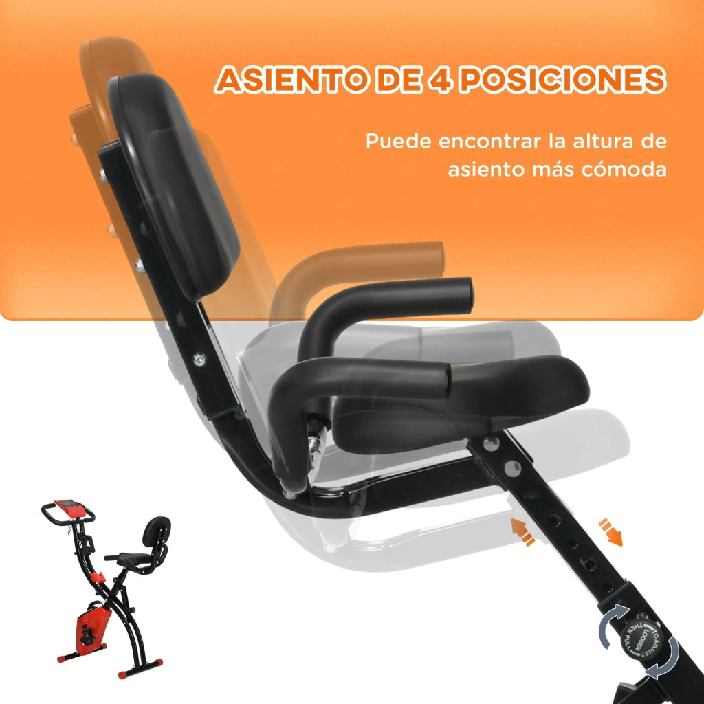 Bicicletta Fitness Pieghevole Regolabile con Schermo LCD ¨C Zephmum ¨C 105x48x118 cm Rosso