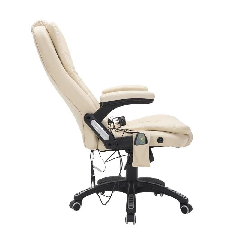 POLTRONA DA UFFICIO MASSAGGIANTE IN ECOPELLE 62 X 68 X 111-121 CM BEIGE