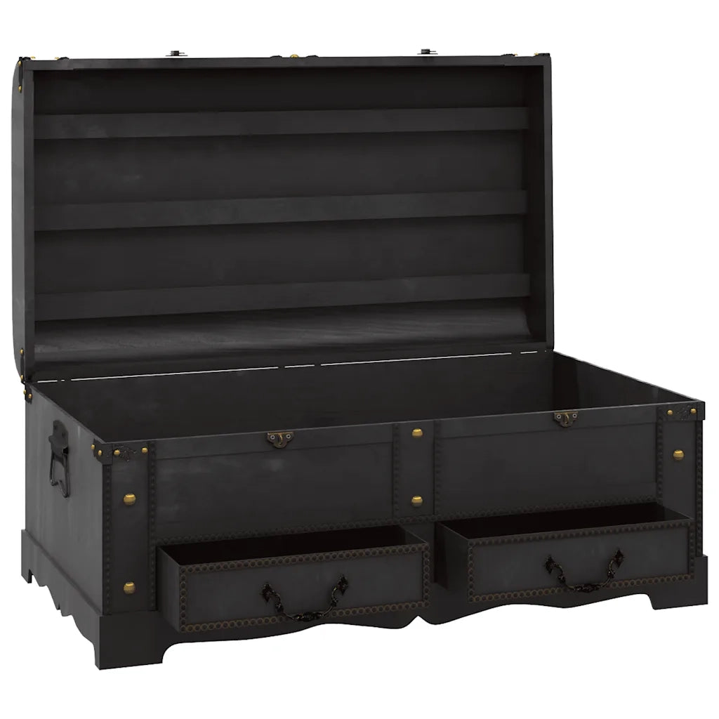 Baule del Tesoro in Legno Nero 90x51x42 cm