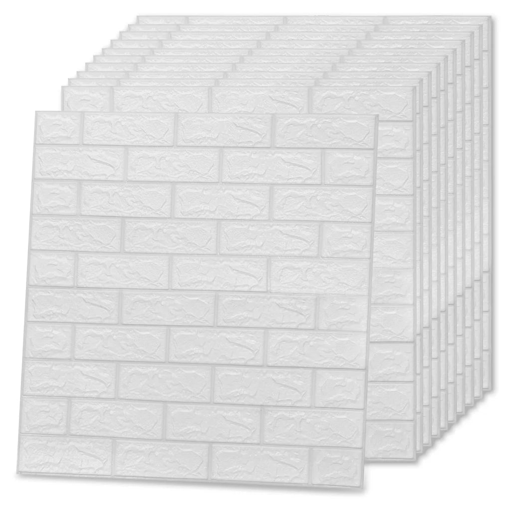 Carta da parati 3D Motivo a Mattoni Autoadesiva 10 pz Bianca 150718