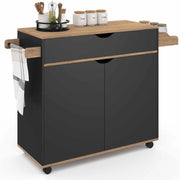 COSY XXL L.90 CM Aparador de cocina con cajón negro y estantes estilo haya